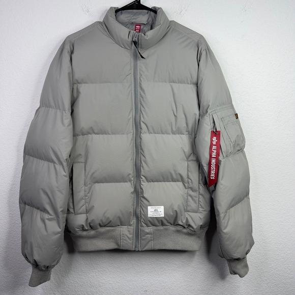 Alpha Industries Other - Alpha Industries Puffer Bomber Jacket Mens L Gray Quilted Streetwear Utility